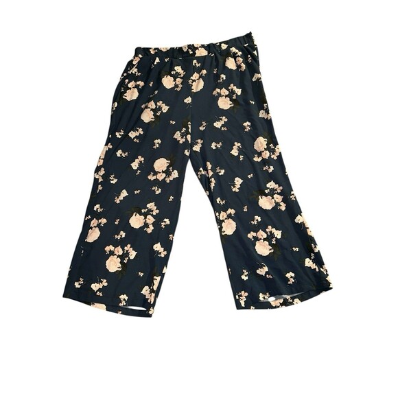 Torrid Womens Pants Pull On Blue Floral Wide Leg Casual Size 3X Elastic Waist - Picture 1 of 4